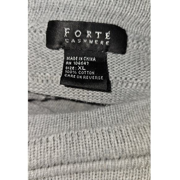 Forte Cashmere Womens Raised Stripe Sweater Grey Size XL - Picture 6 of 8